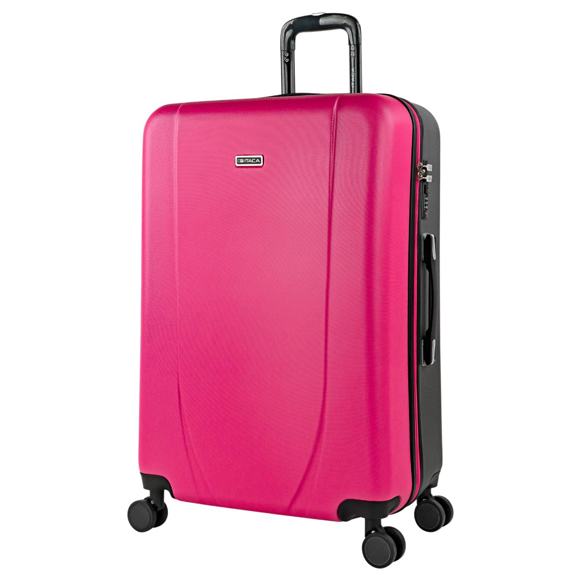 ITACA - Maletas Medianas - Maleta Mediana 4 Ruedas, Maleta Viaje Mediana, Maletas De Viaje, Maleta Mediana. Candado con combinacion, Fucsia-Antracita