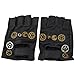 KOGOGO Steampunk Leather Gloves Mens Gothic Fingerless Mittens