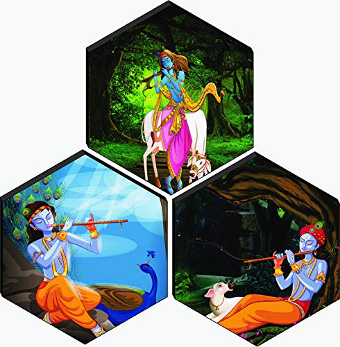 Hexagon UV texture Krishna Painting Home Decor