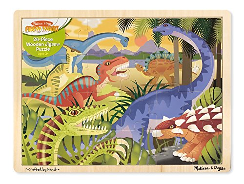 Melissa & Doug Dinosaurs Wooden Jigsaw Puzzle With Storage Tray (24 pcs)