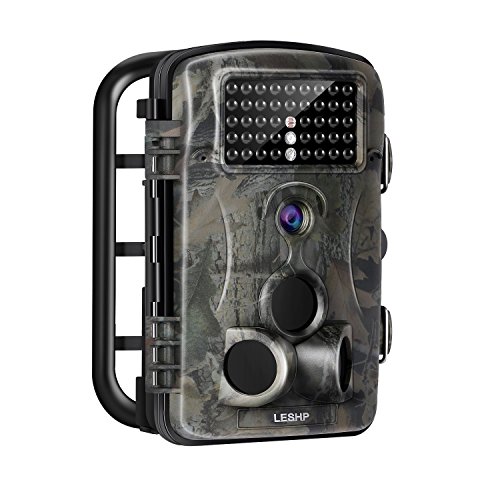 LESHP Hunting Trail Camera, Motion Activated Game Trailcam Wildlife Camera with 3 Pir Sensors, Time Lapse 2.4 Inch LCD, No Glow 42pcs Leds, 12MP, 1080p HD Infrared Night Vision IP54