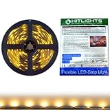 HitLights LED Light Strip - Warm White 3000K SMD 5050 - 150 LEDs, 16.4 Ft Roll - 12V DC - 123 Lumens / 2 Watts per Foot - Indoor IP-30 - Adhesive Backed for Easy Installation - LED Tape Light