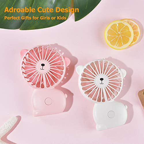 FULLOSUN Portable Handheld Fan, Mini Desktop Personal Fan with USB Rechargeable Battery Operated Built-in Color Light, Summer Accessory for Office Household Outdoor Sport Traveling Camping