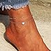 Artmiss Layered Anklets Women Heart Silver Ankle Bracelet Charm Beaded Dainty Foot Jewelry for Women Summer Barefoot Beach Anklet