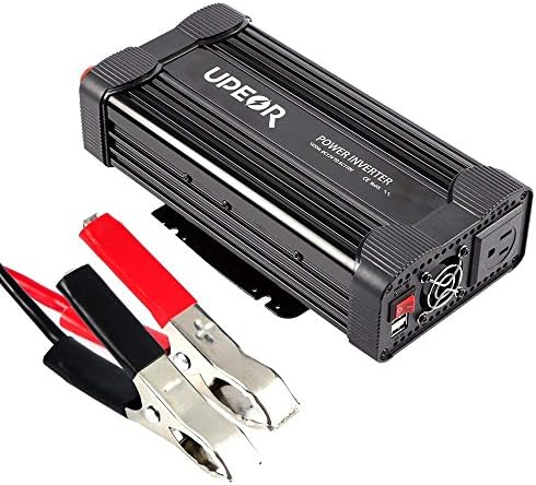 Power Inverter Converter,Upeor 1200W 12V DC to 110V AC Modified Sine Wave Car Power Inverter Converter with Alligator Clips Cable