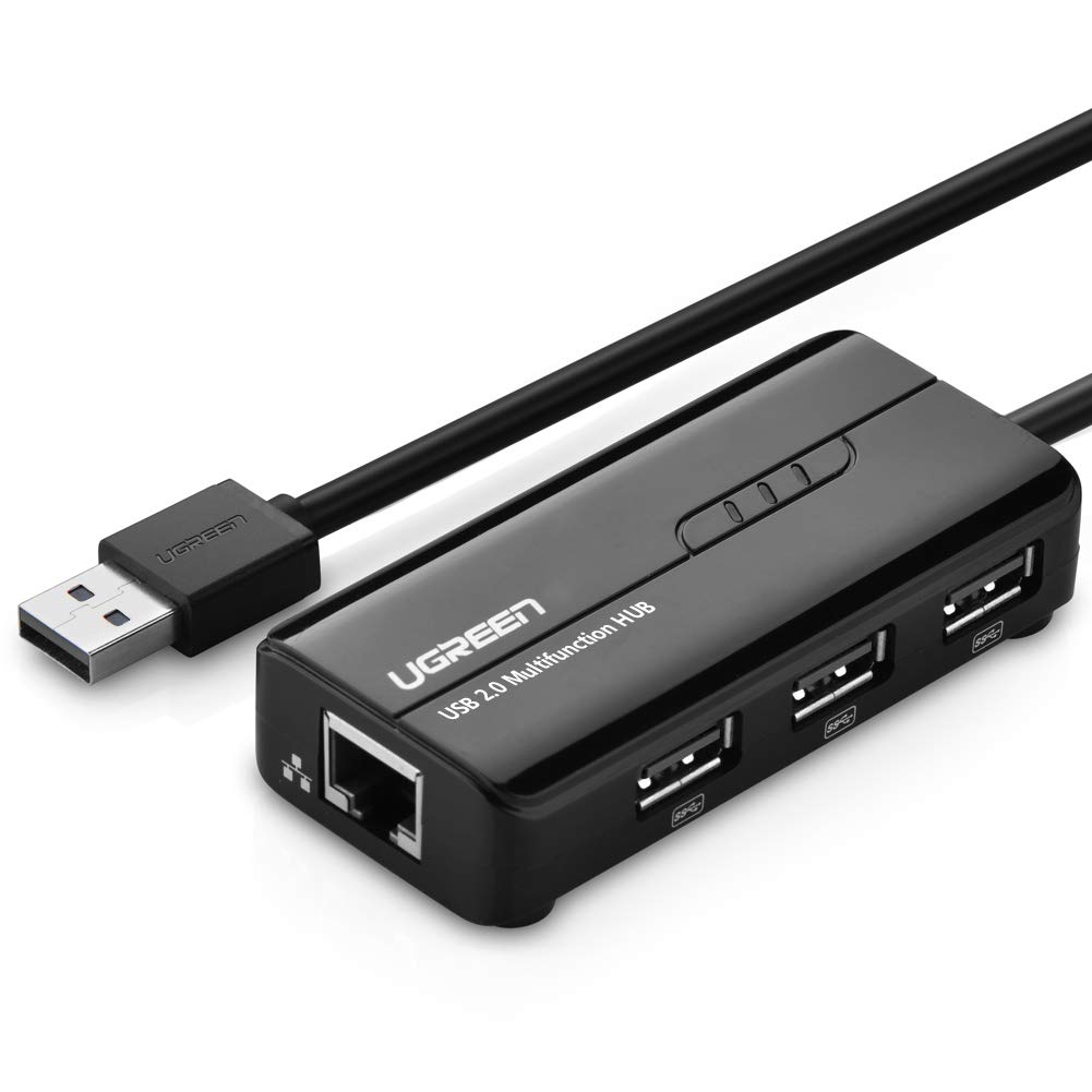 UGREEN RJ45 Ethernet Adapter with USB 2.0 Hub USB Network Adapter 10/100Mbps for Nintendo Switch, Wii, Windows Surface Pro, MacBook Air/Retina, Chromebook, and More PC