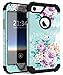 PIXIU iPhone 7 Case,iPhone 8 case, Heavy Duty Three Layer Hybrid Sturdy Armor High Impact Resistant Protective Cover Case for iPhone 7 8 Unique Patterns Peony