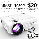 DR. J Professional 3800L Full HD 1080P Portable Video Projector Supported Mini Projector [Native 1280720], TV Stick, HDMI, VGA, USB, TF, AV, Sound Bar, Video Games Compatible Latest Upgrade