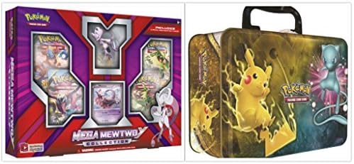Pokemon Trading Card Game Shining Legends Collectors Chest Tin and Mega Mewtwo Y Figure Collection Box Bundle, 1 of Each