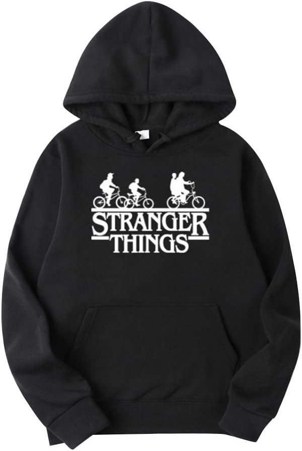 Stranger Things Bike Printed Hooded Sweatshirt, Unisex Mens Ladies Sports Casual Long Sleeve Jumper Pullover Hoody Top Hip Hop Fans Gift Hoodie Sweatshirt with Pocket