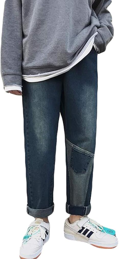 Amazon Ksila デニムパンツ メンズ ジーンズ ゆったり ジーパン 切り替え ロング丈 Gパン ファッション 大きいサイズ ストレートパンツ デニム ワイド ズボン オシャレ 通学 ロングパンツ ストレート ジーンズ 通販