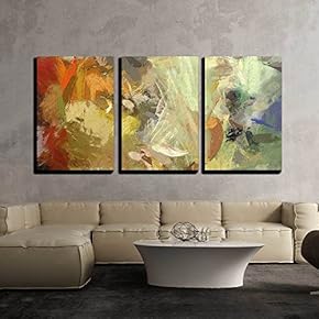 Art Abstract Acrylic Background with Colorful Blots x3 Panels