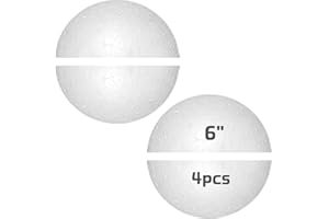RETOONGKING Large Styrofoam Half Balls 6 Inch,4PC White Foam Balls for Crafts, Giant Foam Balls Smooth Solid Round Balls for Arts and Craft Project as Christmas DIY Ornaments (Styrofoam Half Balls 6in-4pc)