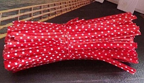 500pcs/set Dot Twist Ties Bakery Lollipop Packing Gift Ribbon Baking Accessories Red