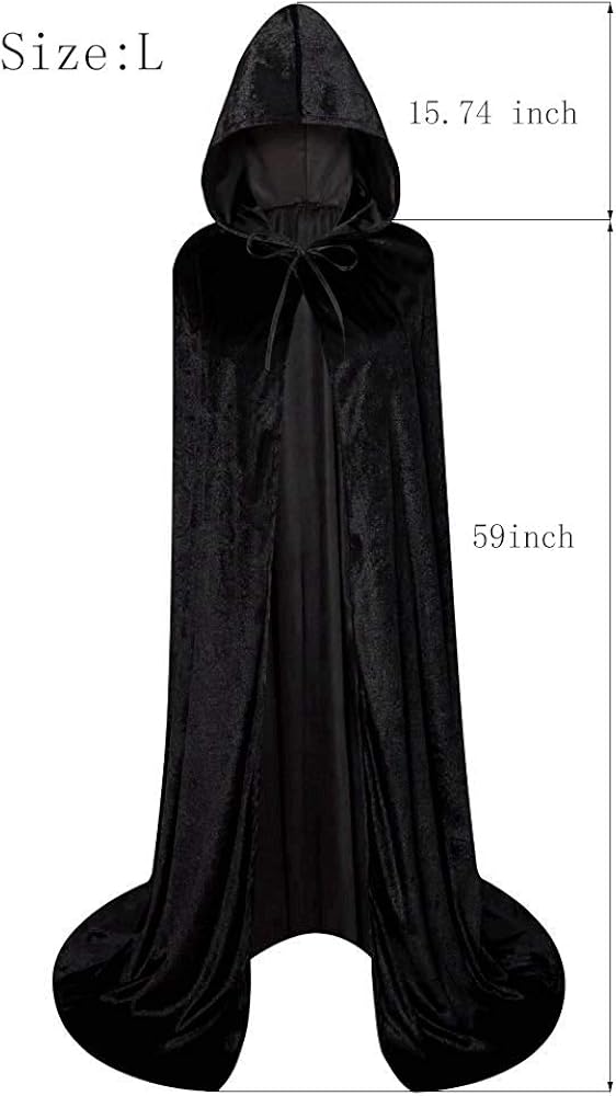 Unisex Full Length Hooded Robe Cloak Long Velvet Cape Cosplay Costume: Clothing