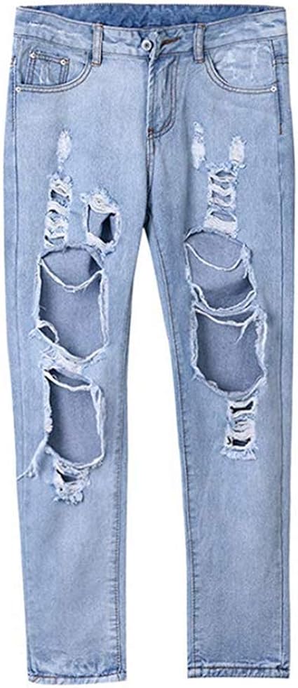 Amazon レディース デニム パンツ ライトブルー ジーンズ ガールズ ダメージ ボトムス ジーンズ 通販