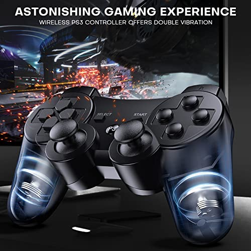 Diswoe Wireless Controller for PS3 - Bluetooth with USB Charging Cable and Dual Vibration