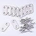 eBoot 10 Pieces 37 by 16 mm Flat Straight Brace Metal Joining Plate and 20 Pieces Screws, Stainless Steel, Silver Color