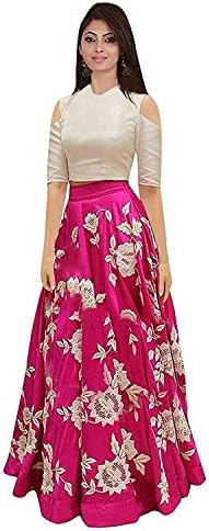 MR Fashion Women's Satin Lehenga Choli (Arohi/0pink,Multicolour,Free Size)
