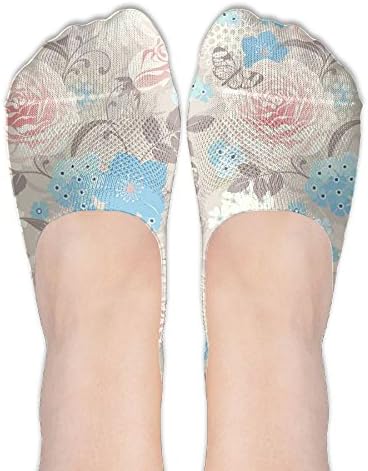 Pink Flower Seamless Pattern Fashion No Show Socks Cotton Socks For Women