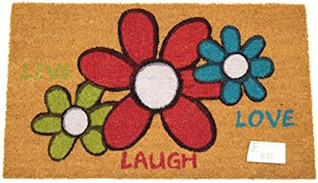 Home Garden Hardware 37198 Love Laugh Printed Coir Doormat,Natural,Small