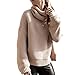Pinksee Women's Casual Long Sleeve Turtleneck beige Knit Pullover Sweater (L)