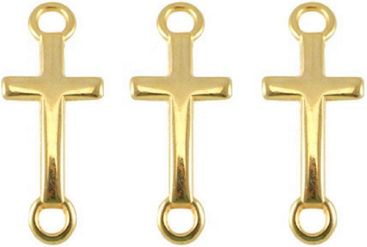 Sadingo Jewellery connector cross gold, pendant cross, DIY jewellery bracelets, earrings, necklaces, anklets, 14 x 8 mm, 3 pieces