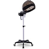 Icoget Standing Hair Steamer for Nature Black Hair, Hooded Heating Steam Cap for Deep Conditioning w/Adjustable Height and Angle, Hot Mist for Hydration and Color Processor, Home Salon Use