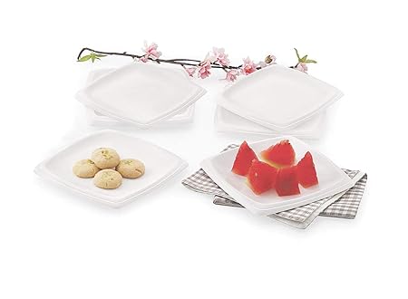 Amicus Designer Flair Microwavable Square Dinnerware Plates Diameter 20 cm Color Aassorted