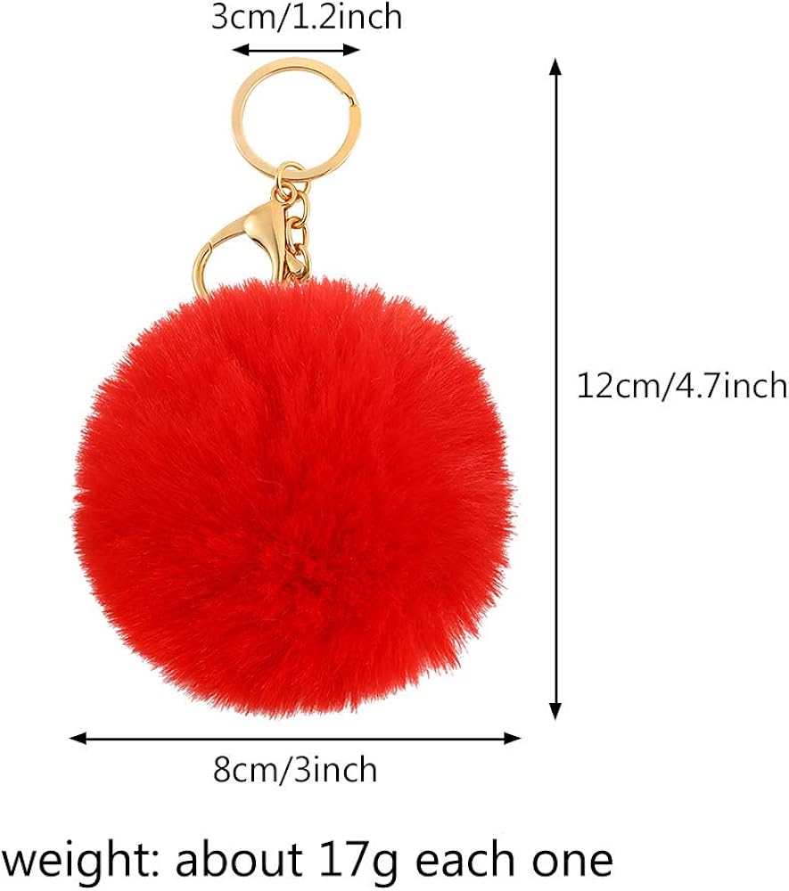 Auihiay 18 Pieces Pom Poms Keychains Fluffy Pompoms Keychain Faux Rabbit Fur Pompoms Keyring at  Women’s Clothing store