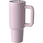 HIZEE Traveler 40 oz Insulated Water Bottle with Handle & Flip Straw,Fits in Cup Holder,Leak Resistant Tumbler,Stainless Steel Base,Reusable Gifts for Women & Men