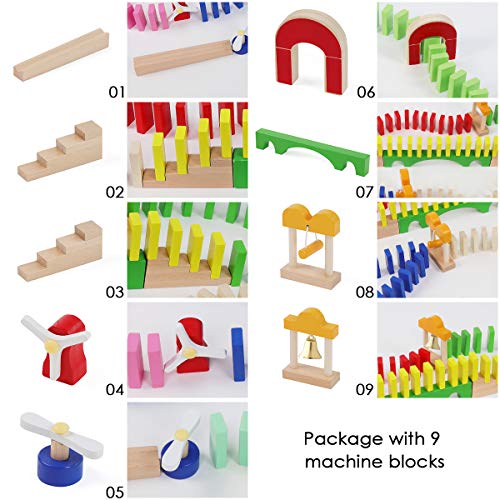 Lewo 200 PCS Wooden Dominoes Set Letters Number Building Blocks Racing Tile Games Educational Toys for Kids