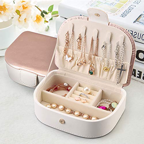 aeepd Jewellery Box Organizer Travel PU Leather Portable Storage Case for Rings, Earring, Necklaces- Great Gift for Girl Women
