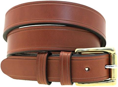 1 1/4 Medium Brown English Bridle Leather Belt Saddle Groove Nickel-Free Size 56
