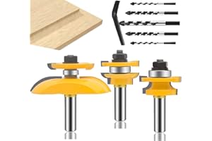 TAIWAIN Router Bit 1/2 Inch Shank 3PCS, Tongue and Groove Edging Router Bit, Raised Panel Wood Milling Cutter Tool, Wood Mite