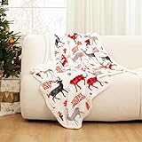 HBlife Sherpa Christmas Snowflakes&Reindeer Throw