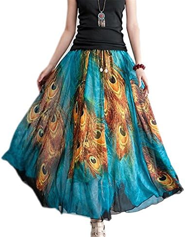 Robert Reyna Nice Women Full/ankle Length Blending Maxi Chiffon Long Skirt Beach Skirt (XXXL, Design R)
