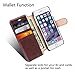 Belemay Genuine Cowhide Leather Wallet Case, Flip Cover with Magnetic Closure, Card Holder Slots, Kickstand, Cash Pockets Compatible with iPhone 6/6s Plus, Brown