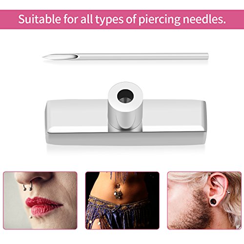 Body Piercing Toolsï¼Œ2 Sizes Tattoo Accessories Body Piercing Needle Pusher 316L Steel Holder Piercing Tool(L)