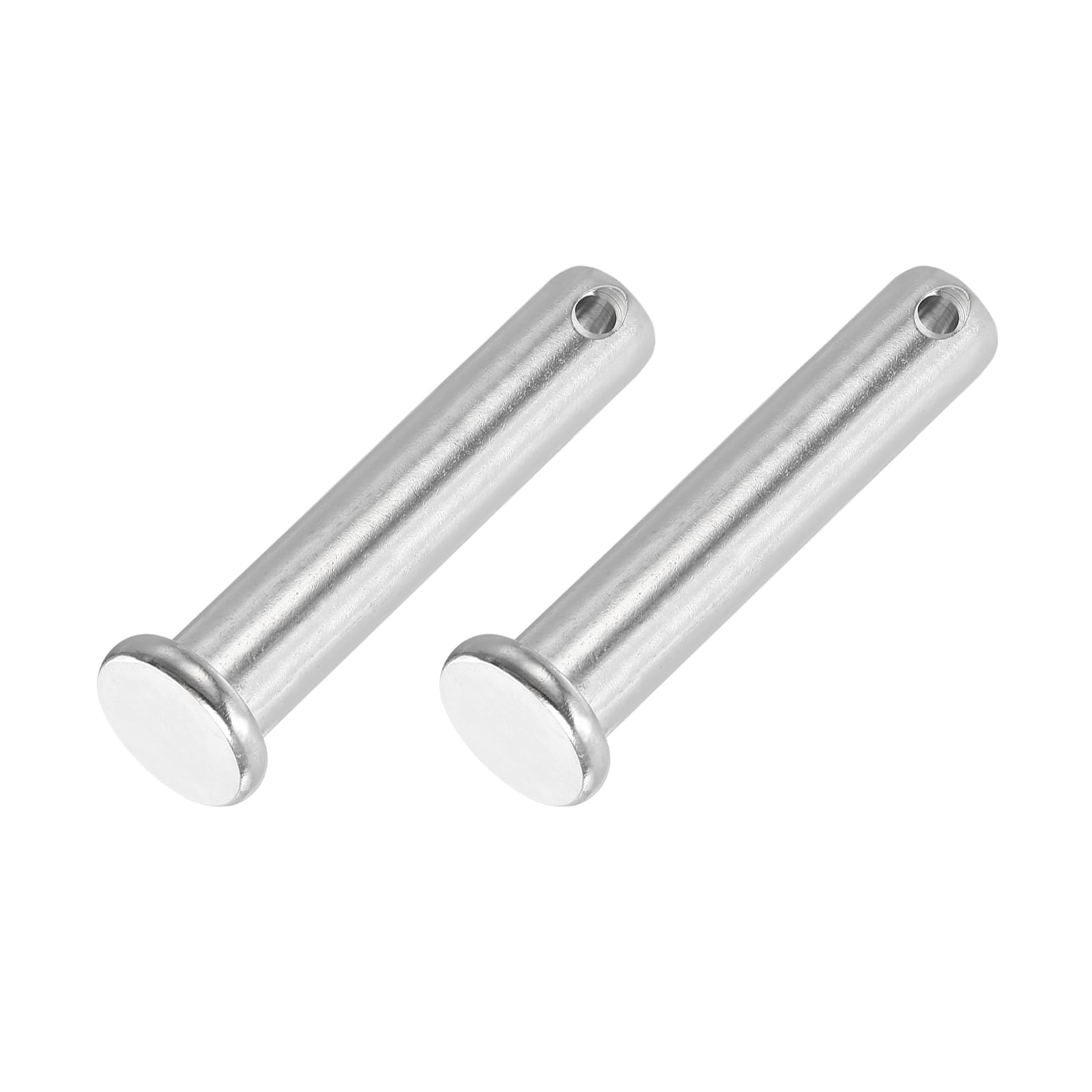 PATIKIL 12 x 60 mm Single Hole Clevis Pins, 2 Pcs 304 Stainless Steel Flat Head Pin for Hitch Pin Lock Link Hinge Systems, Silver
