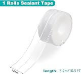 Ruzos Rusoz Bathroom Sealant Tape Clear 38mmx3.2m Waterproof Anti-Mould view 2