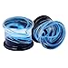 Longbeauty 2Pcs Glass Blue Fantasy Swirl Lines Ear Tunnels and Plugs Expander Gauge 5/8