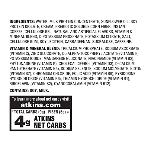 ATKINS ICED COFFEE VANILLA LATTE PROTEIN-RICH SHAKE, KETO FRIENDLY AND GLUTEN FREE. (4 SHAKES)