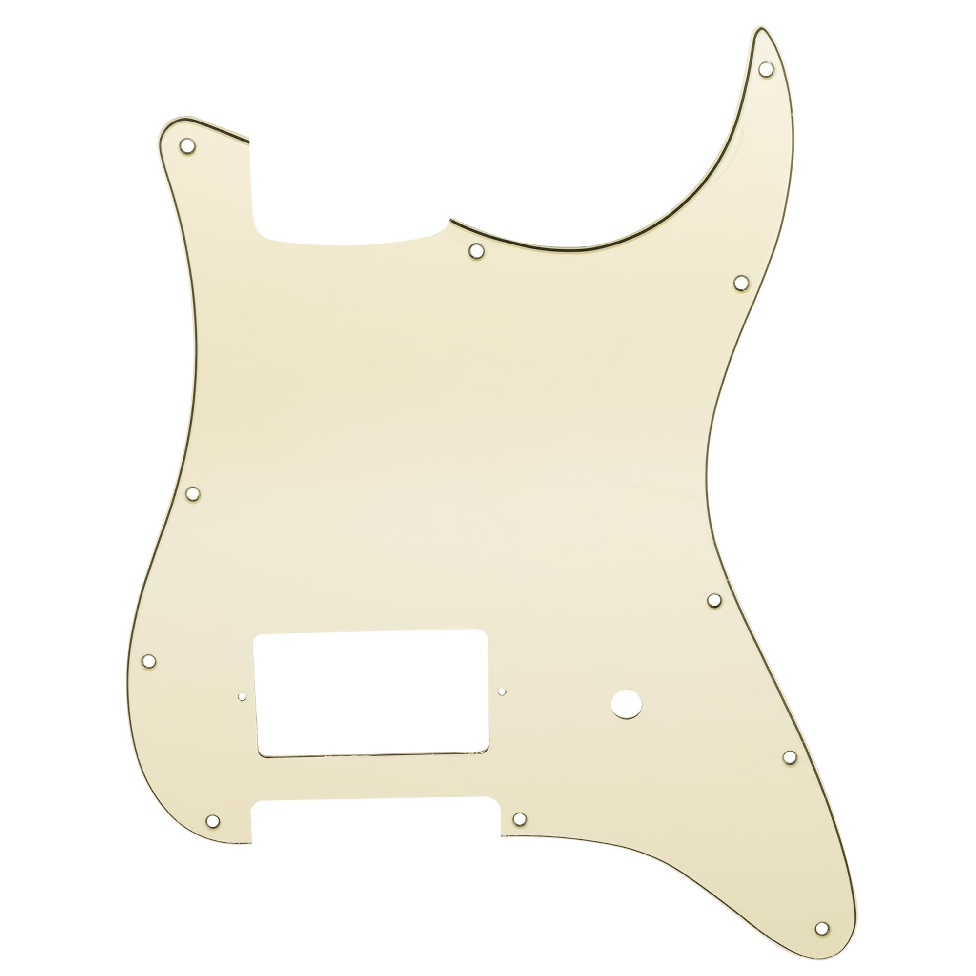 Musiclily Pro 11 Holes ST Strat One Humbucker Guitar Pickguard Scratch Plate for USA/Mexico Fender Tom Delonge Stratocaster Electric Guitar, 3Ply Cream