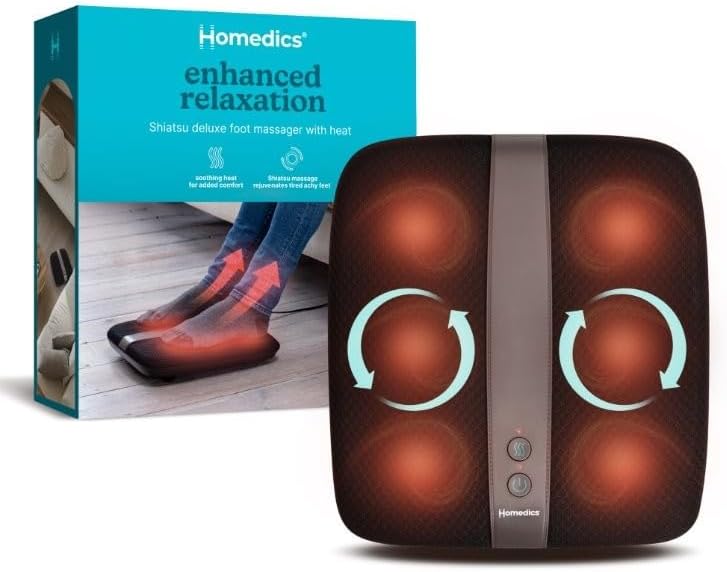 Homedics Shiatsu Deluxe Foot Massager with Heat 28 Nodes Toe Touch Controls