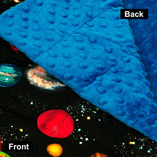 Calming Covers Weighted Blanket for Kids & Adult | Many Styles & Sizes | Made from Designer Fabrics and Weighted with Plastic Poly pellets (10 lbs 53 x 41, Space Cotton & Minky) - Thumbnail 2