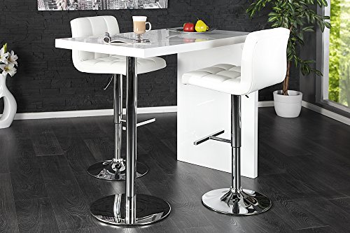 DuNord Design Bartisch Bexley Weiss Hochglanz 120cm Küchentisch