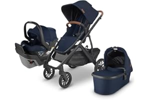 UPPABABY Vista V2 Stroller - NOA (Navy/Carbon/Saddle Leather) + MESA MAX - NOA (Navy Melange)