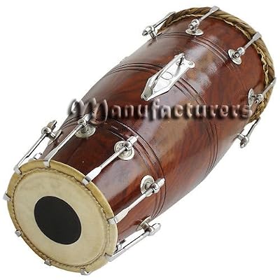Music Instruments Naal Queen Brass Naal Drum Bolt Tuned Pro Quality Shesham Wood Dholak India ...
