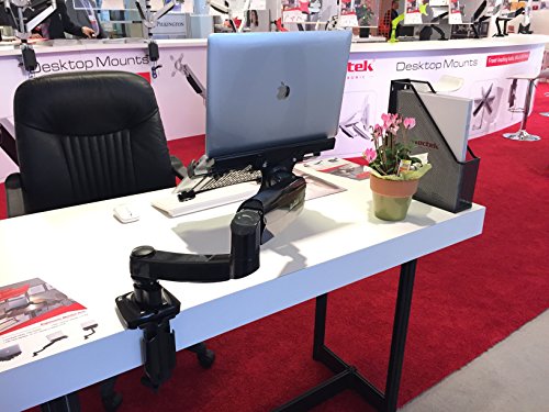 2 in 1 FLEXIMOUNTS L01 Laptop Desk Mount for 11-17.3 inch laptop with Notebook tray or 10-27 inch computer monitor with Swivel Gas Spring arm,With Clamp or Grommet Desktop Support - Thumbnail 7